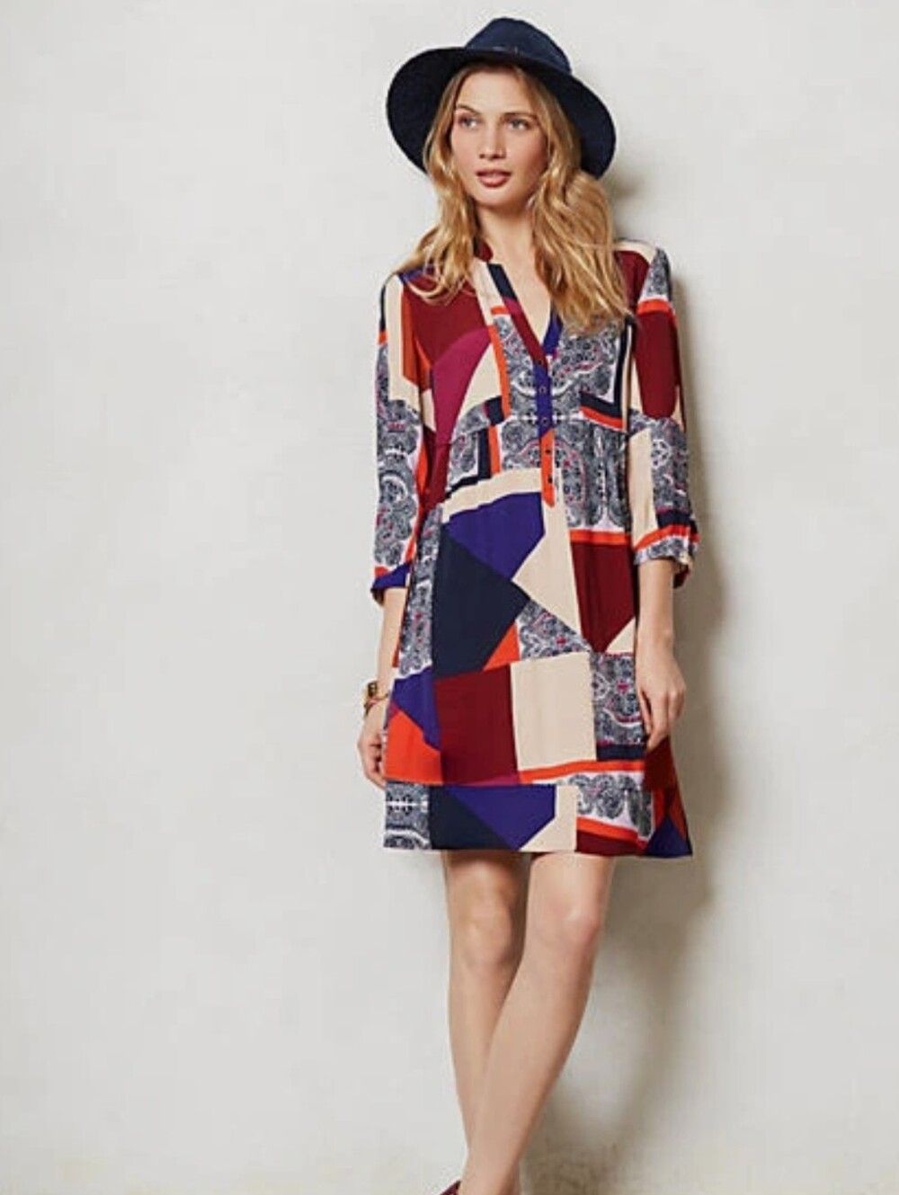 Anthropologie Maeve Patchwork Taryn Crepe Tunic Dress [14]